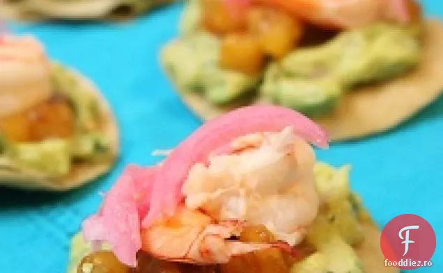 Tostadas de creveți cu nucă de cocos