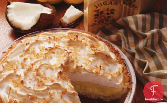 Plăcintă cu cremă de nucă de cocos-banane