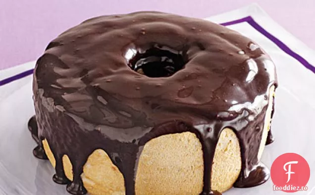 Tort de mâncare cu înger de cafea cu glazură de Fudge