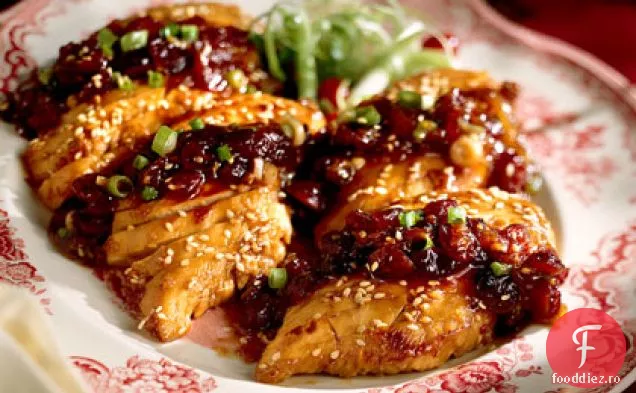Pui caramelizat cu conserve de afine
