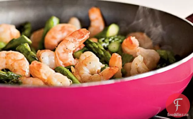 Sparanghel saut și creveți cu Gremolata