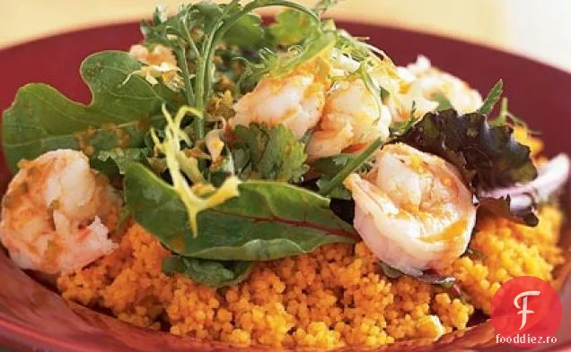 Creveți de ghimbir cu cuscus de morcov