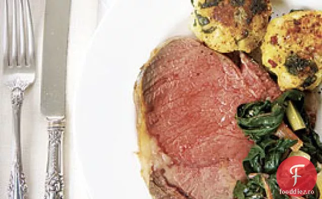 Friptură de coastă în picioare cu crustă de ierburi și sare cu sos Morel