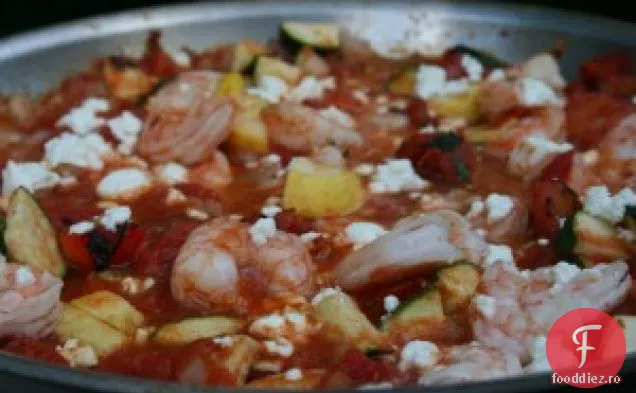 Creveți Prăjiți Cu Foc Cu Feta