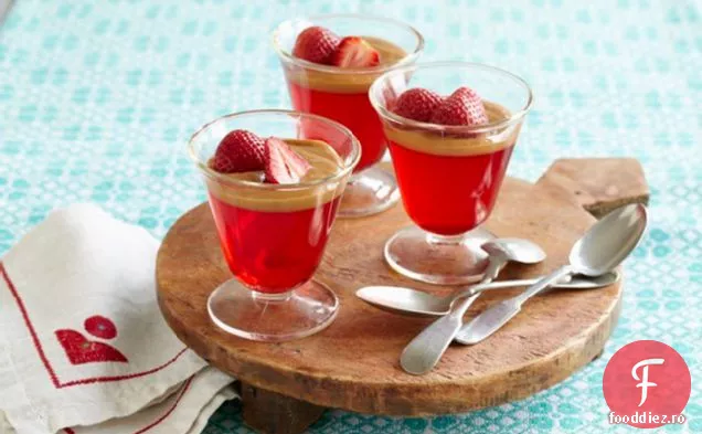 Gelatină de căpșuni cu sos Dulce de Leche