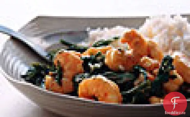 Creveți wok picante cu orez de nucă de cocos