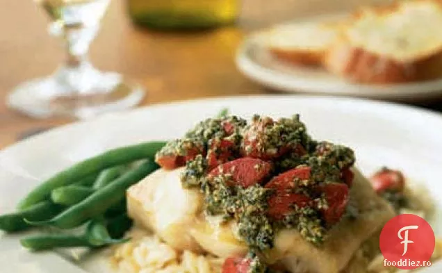 Snapper roșu fript cu Pesto de roșii siciliene