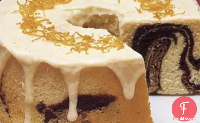 Tort De Șifon Din Marmură Portocalie Cu Ciocolată