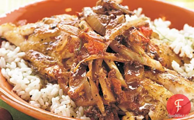 Snapper prăjit cu fenicul-Topping de măsline