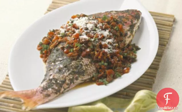 Red Snapper stil Cancato cu Chorizo-Salsa de roșii