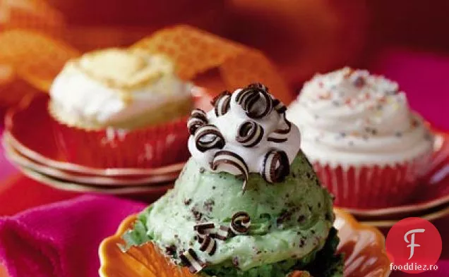 Cupcakes cu înghețată cu mentă-ciocolată