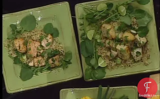 Kebab-Uri Suculente De Pește-Spadă La Grătar Cu Tequila Și Var Cheie