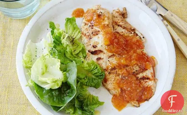 Tilapia la grătar cu sos BBQ de piersici