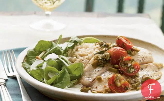 Tilapia prăjită cu roșii și măsline