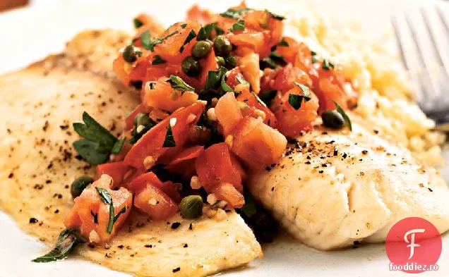 Tilapia friptă cu Salsa de roșii-Caper