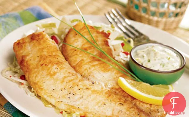 Tilapia prăjită la tigaie cu sos tartar acidulat