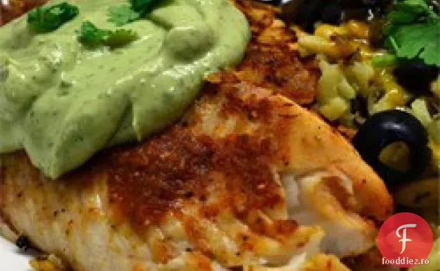 Tilapia crocantă Chipotle Lime cu sos rece de Avocado