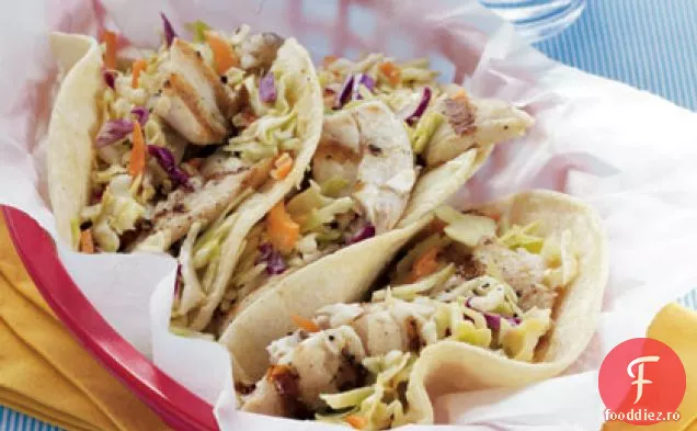 Tacos de pește cu salată de ghimbir de susan