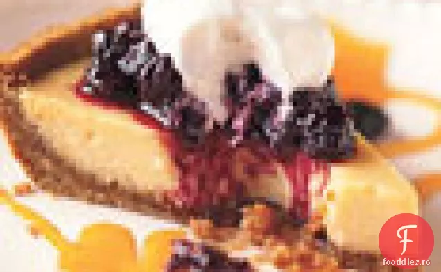 Plăcintă cu Tei cheie cu Coulis de fructe de pasiune și compot de Huckleberry