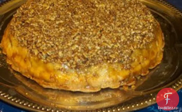 Plăcintă cu nuci Pecan cu mere cu susul în jos