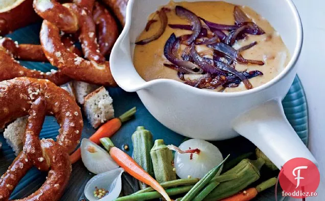 Gouda, Pancetta și fondue de ceapă cu covrigi
