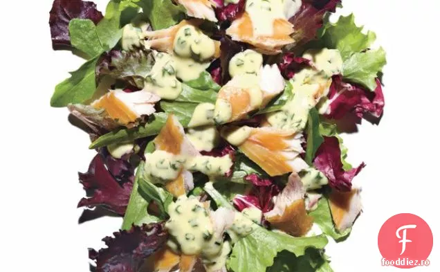 Verdeață de primăvară cu pește afumat și Aioli cu ierburi