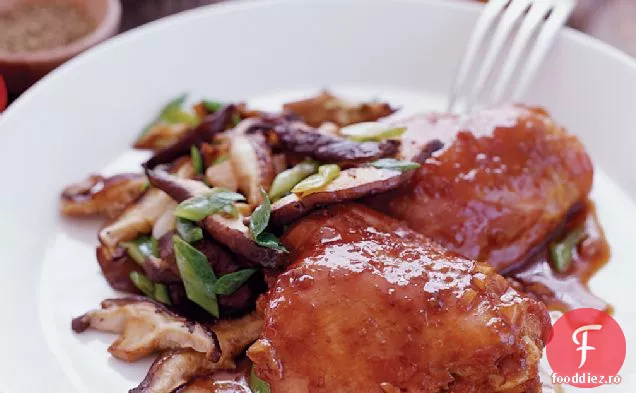Coapse de pui marinate cu soia cu ciuperci Shiitake