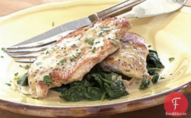 Cotlete De Curcan Cu Sos De Smântână De Muștar