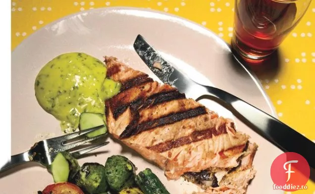 Somon la grătar cu busuioc a Encrololi