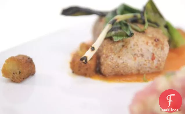 Ton roșu cu crustă de Quinoa cu piure de roșii afumate