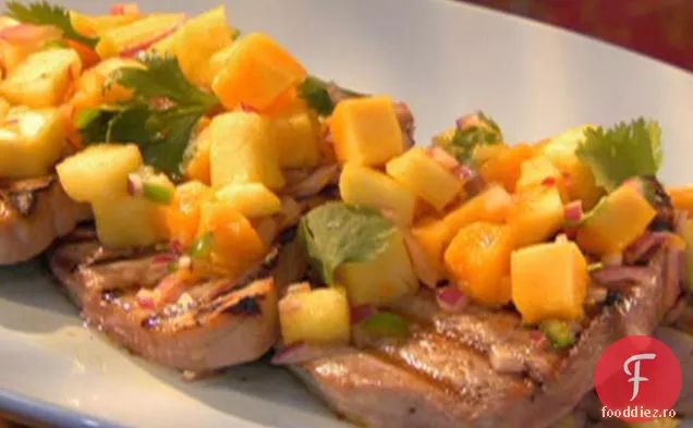 Ton la grătar cu ananas fierbinte-salsa de Papaya