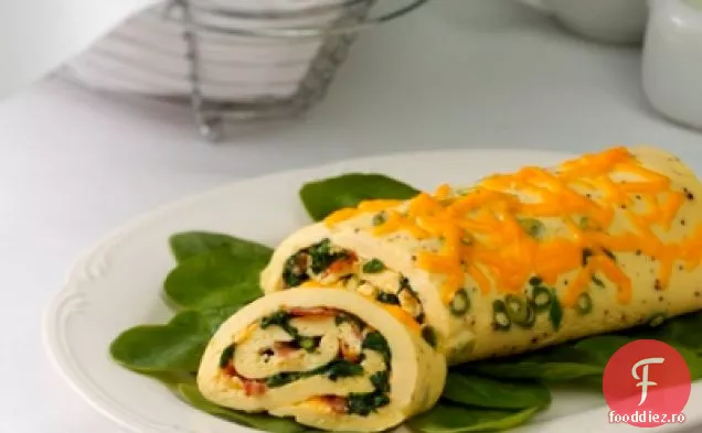 Rola de omletă cu spanac-cheddar