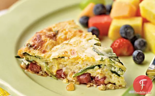 Quiche de curcan și spanac afumat fără crustă