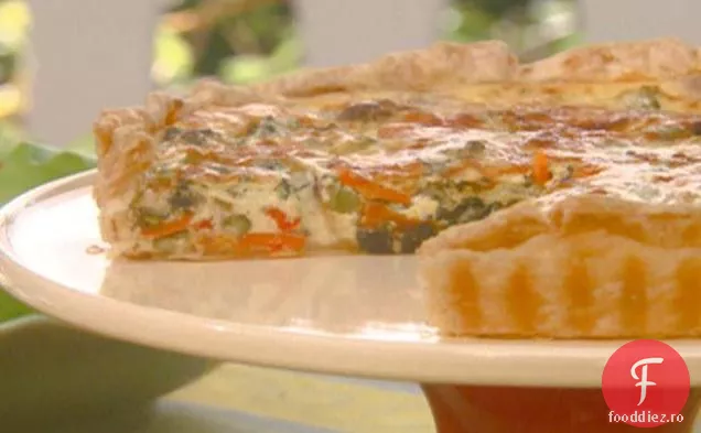 Quiche de legume mixte cu Cheddar și parmezan