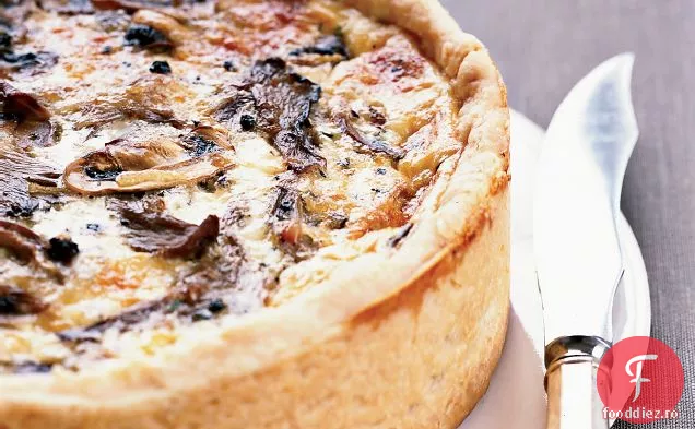 Quiche de ciuperci deasupra