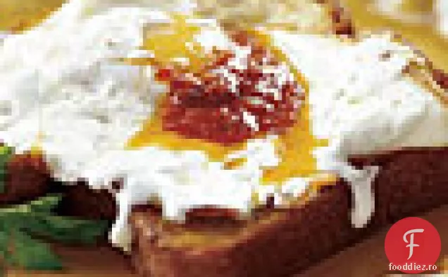 Ulei de măsline ouă prăjite cu Mozzarella și Harissa
