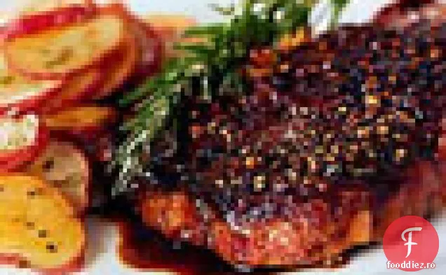 Friptură cu ochi de coastă au Poivre cu reducere balsamică