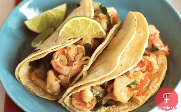 Tacos cu creveți usturoi-Cilantro (Tacos de Camarones al Mojo de Ajo)