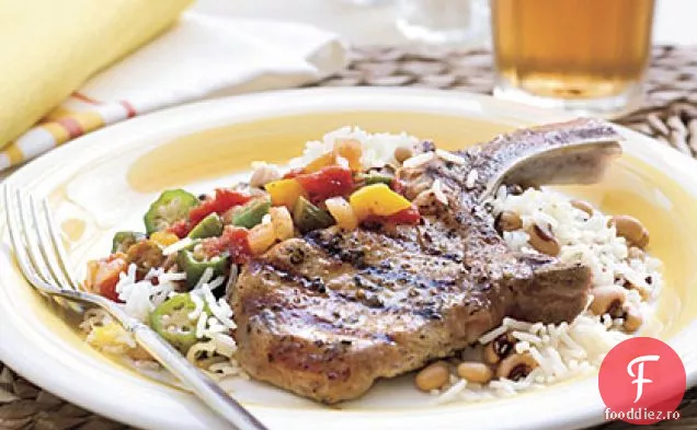 Cotlet de porc cu busuioc și usturoi la grătar