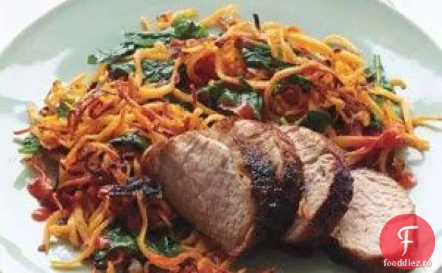 Carne de porc glazurată cu Chili cu Hash de cartofi dulci
