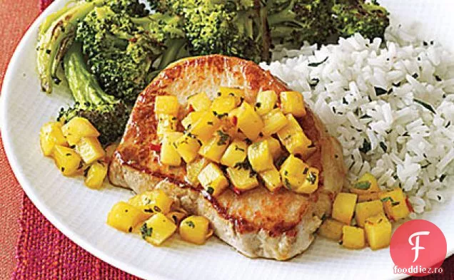 Cotlet de porc saut cu ananas si menta