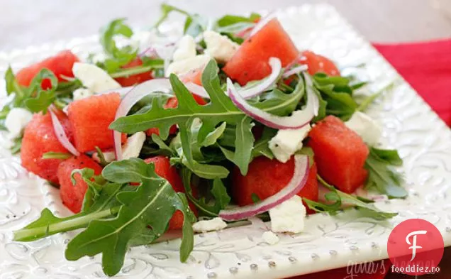 Salată De Rucola Cu Pepene Verde Și Feta