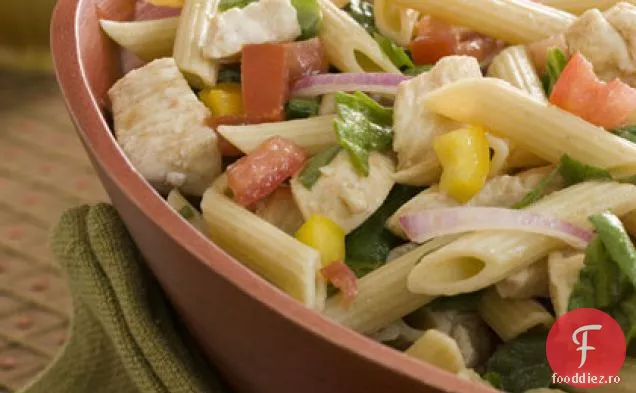 Penne cu pui, spanac și roșii cu vinetă balsamică
