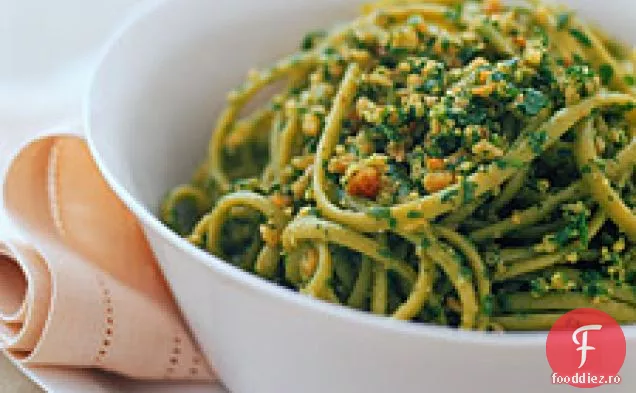 Linguină de spanac cu Pesto de nucă-rucola