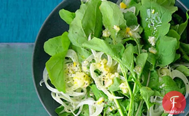 Salată de rucola, fenicul și lămâie conservată