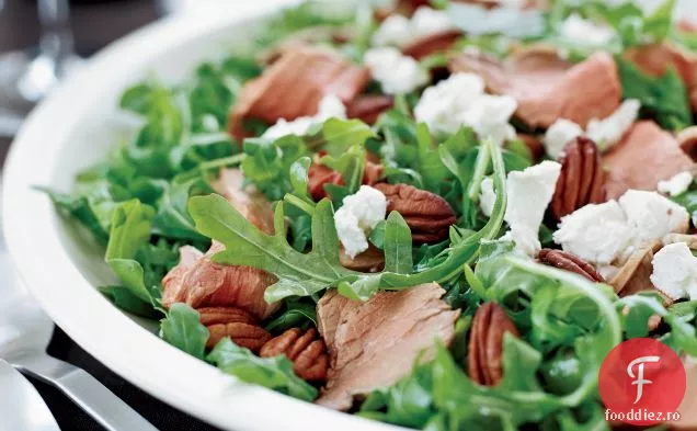 Salată de miel cu rucola și vinetă de zmeură