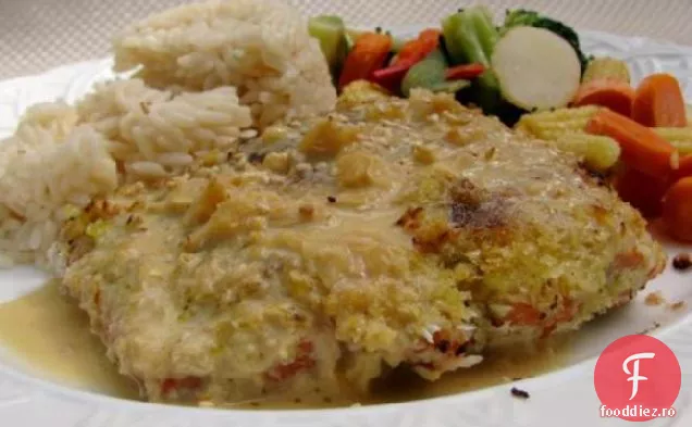 Somon Cu Crustă De Wasabi Cu Sos De Ghimbir Portocaliu