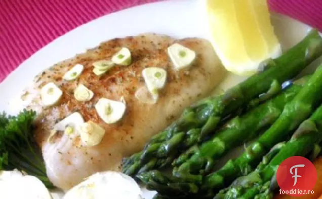 Halibut Copt De 10 Minute Cu Sos De Usturoi-Unt