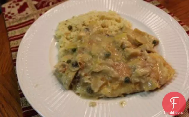 Tilapia Cu Crustă De Parmezan Cu Sos De Caper De Lămâie