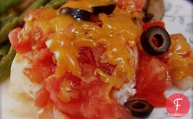 File de Cod cu Salsa de măsline verde portocalie și crăpată